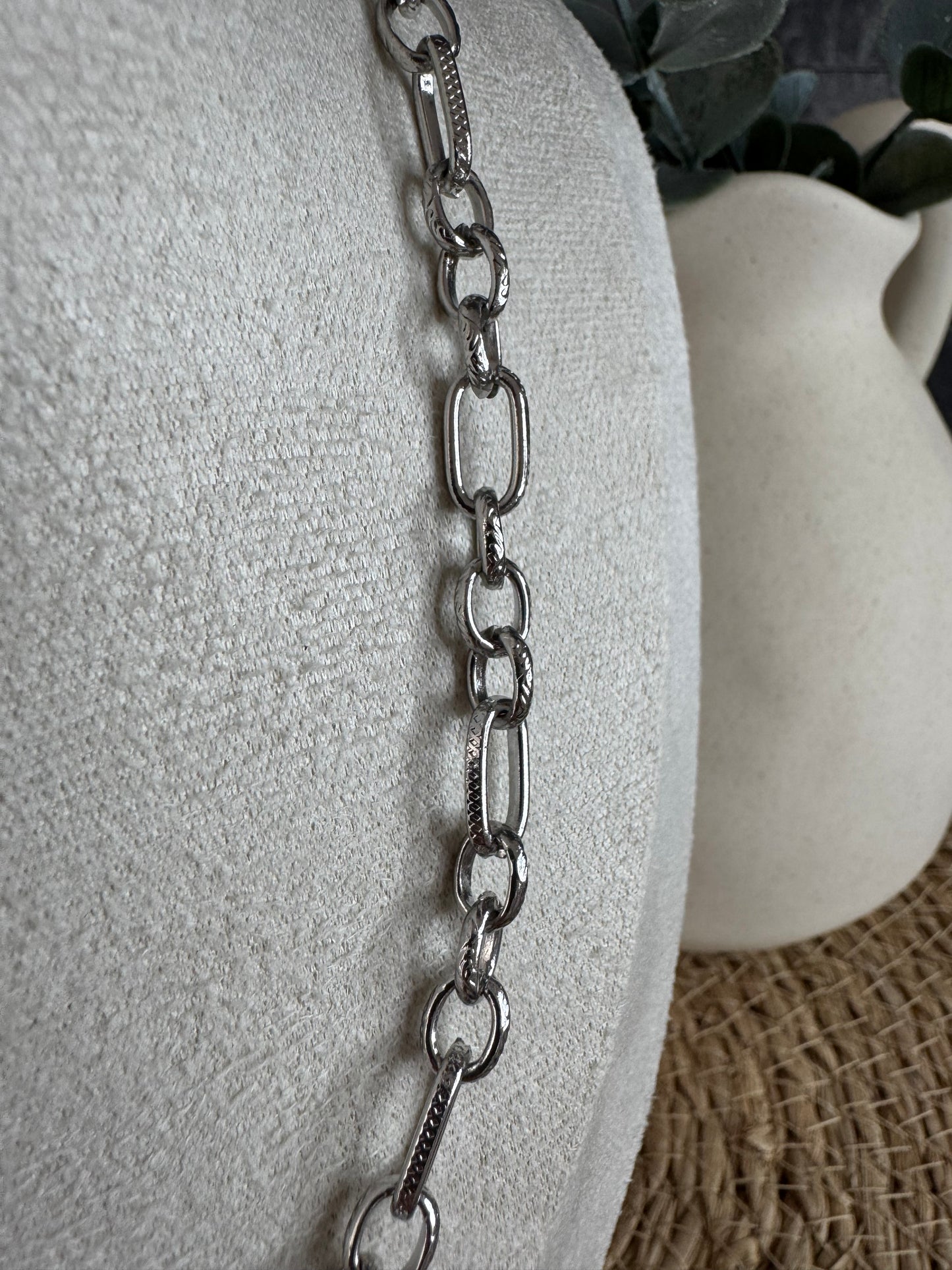 Collier maille fantaisie argenté