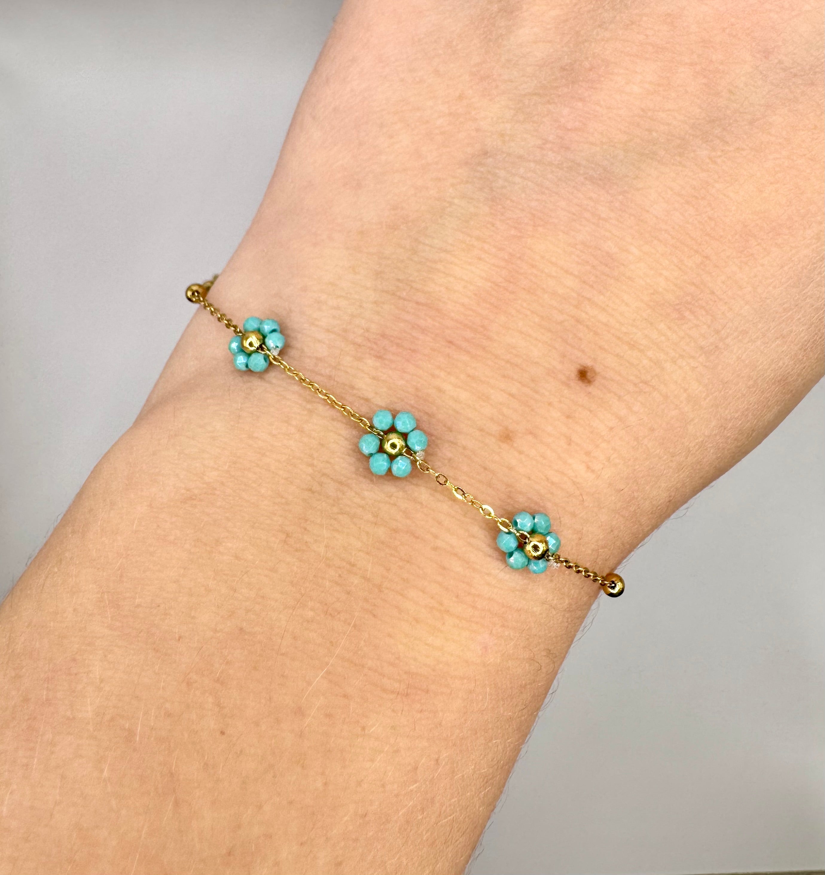 Bracelet Fleurie – Bleu Turquoise
