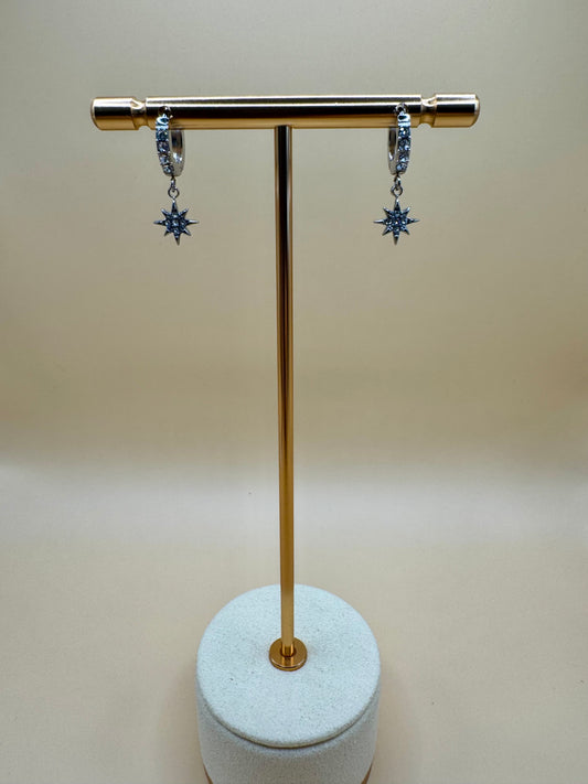 Boucles d’oreilles étoiles argentés