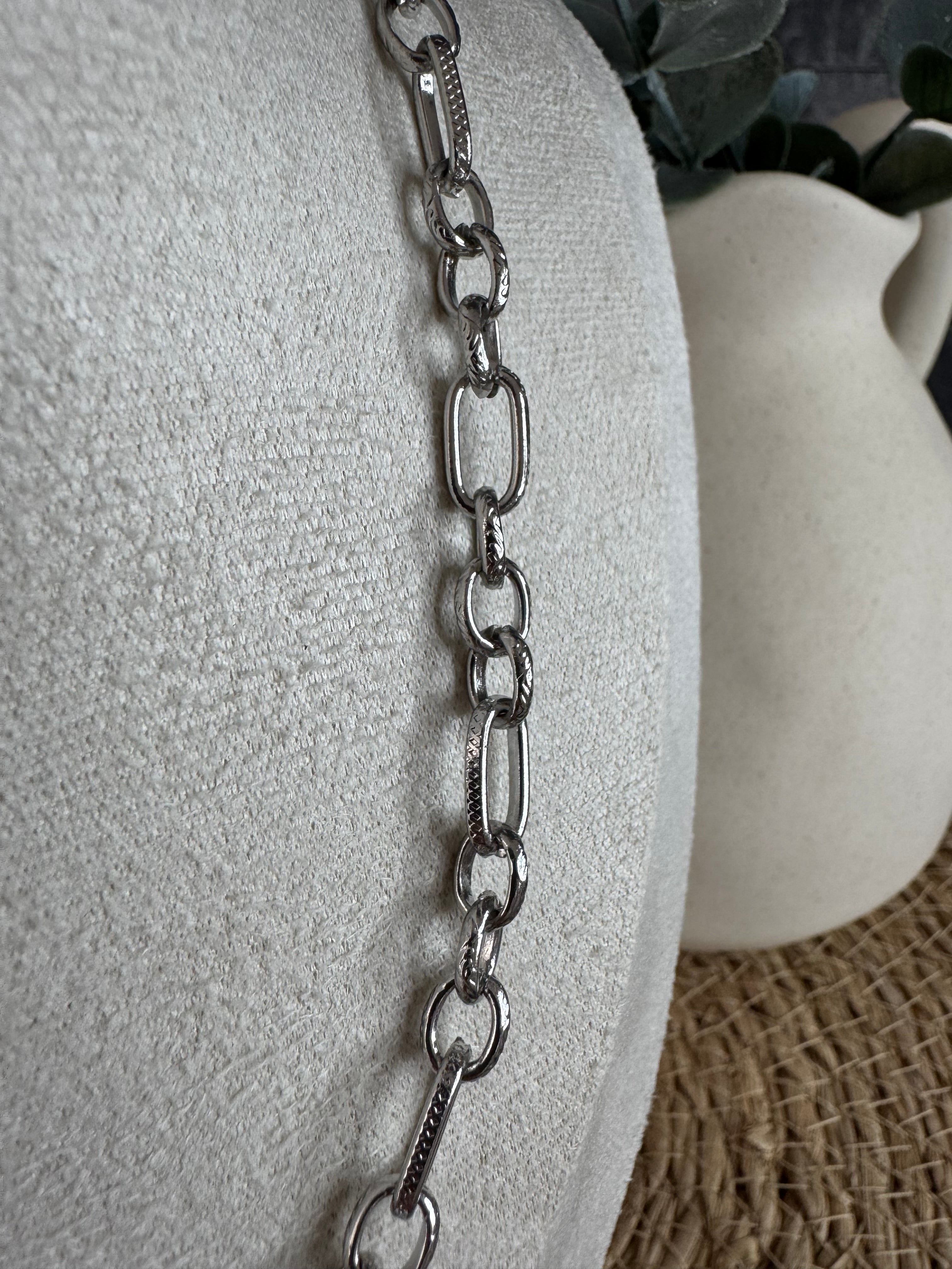 Collier maille fantaisie argenté