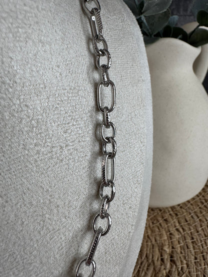 Collier maille fantaisie argenté